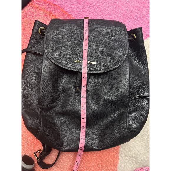 Michael Kors Backpack Riley Pebble Leather Drawstring Bag Black (35S8GRLB7L) - Picture 15 of 16